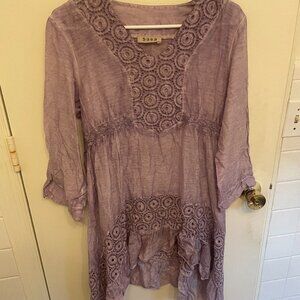 Saga Boho Flowy Lavender Tunic Top